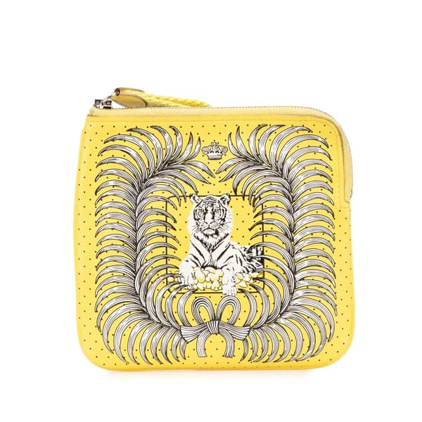 Pre-owned Hermès Swift Tigre Royal Bandana Carre Pocket Pouch Yellow