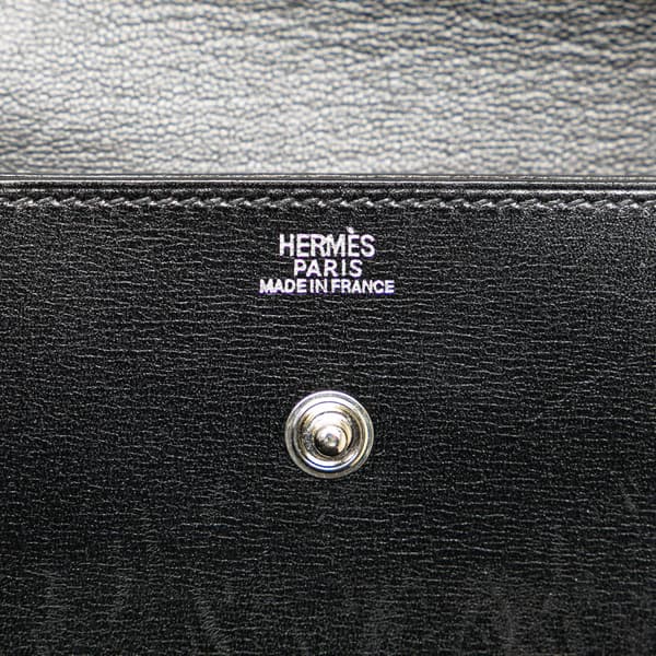 Pre-owned Hermès Box Calf Card Holder Black