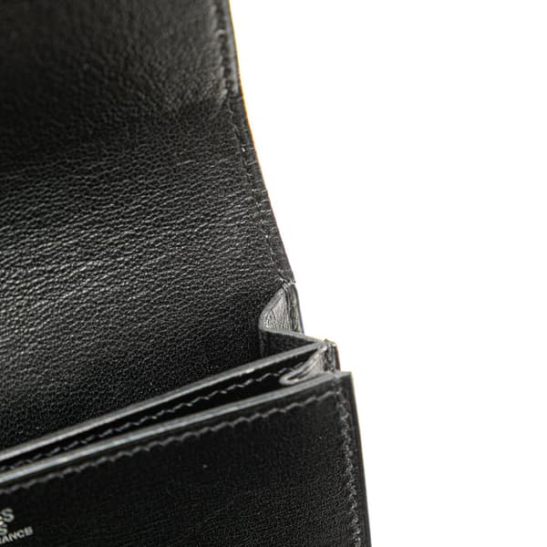 Pre-owned Hermès Box Calf Card Holder Black