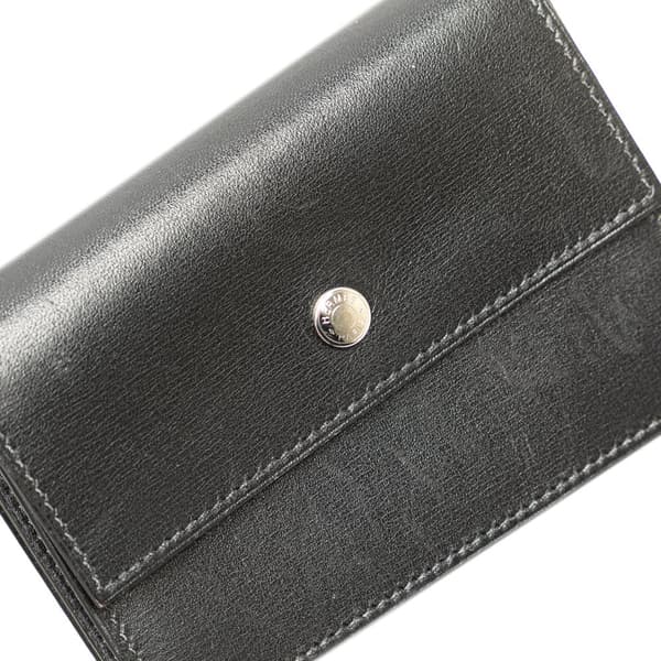 Pre-owned Hermès Box Calf Card Holder Black