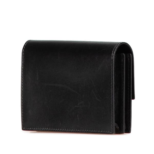 Pre-owned Hermès Box Calf Card Holder Black
