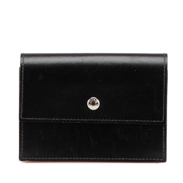 Pre-owned Hermès Box Calf Card Holder Black