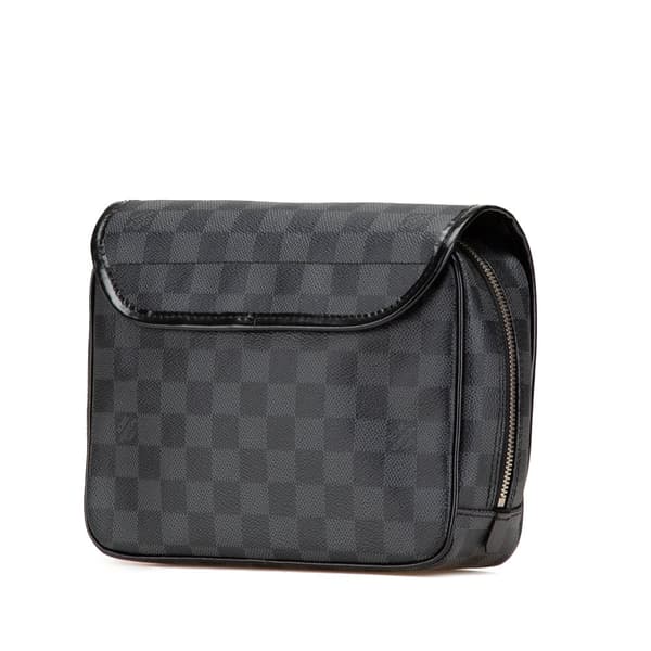 Pre-owned Louis Vuitton Damier Graphite Hanging Toiletry Kit Pouch Black