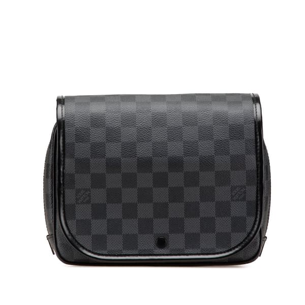Pre-owned Louis Vuitton Damier Graphite Hanging Toiletry Kit Pouch Black