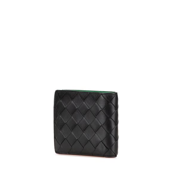Pre-owned Bottega Veneta Leather Intrecciato Bifold Wallet Black