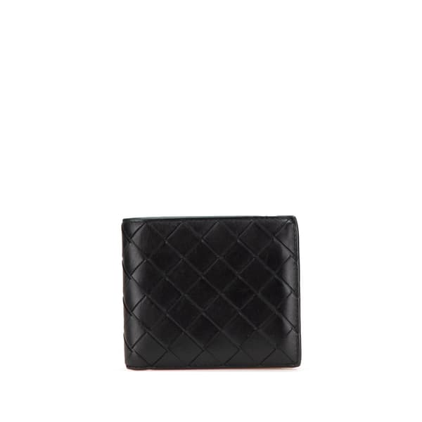 Pre-owned Bottega Veneta Leather Intrecciato Bifold Wallet Black