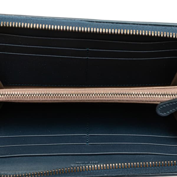 Pre-owned Bottega Veneta Nappa Intrecciato Zip Around Long Wallet Blue