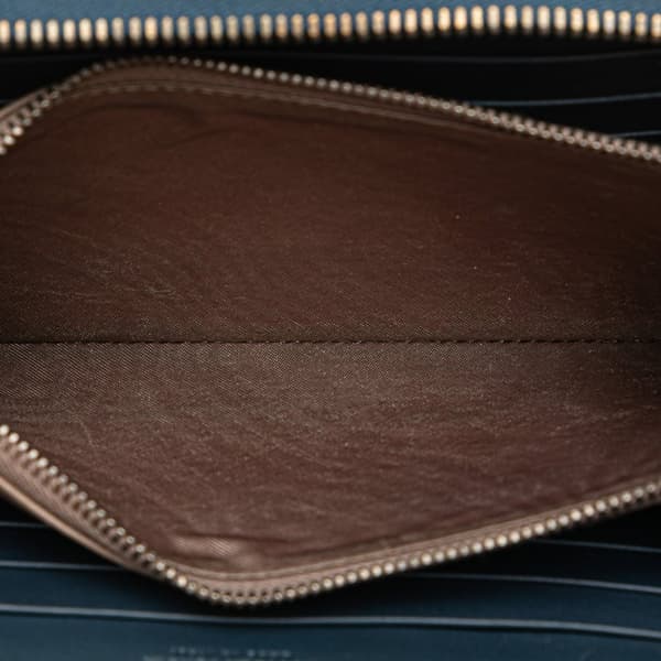 Pre-owned Bottega Veneta Nappa Intrecciato Zip Around Long Wallet Blue