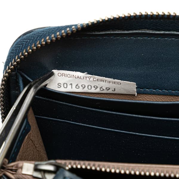 Pre-owned Bottega Veneta Nappa Intrecciato Zip Around Long Wallet Blue