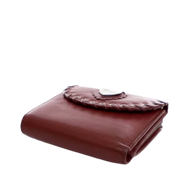Pre-owned Dior Calfskin Heart Compact Small Wallet Red
