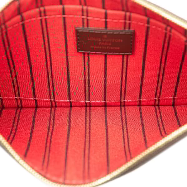 Pre-owned Louis Vuitton Damier Ebene Neverfull Pouch MM Brown