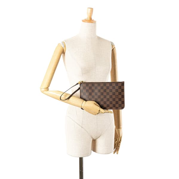 Pre-owned Louis Vuitton Damier Ebene Neverfull Pouch MM Brown