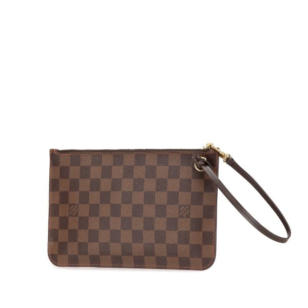 Pre-owned Louis Vuitton Damier Ebene Neverfull Pouch MM Brown