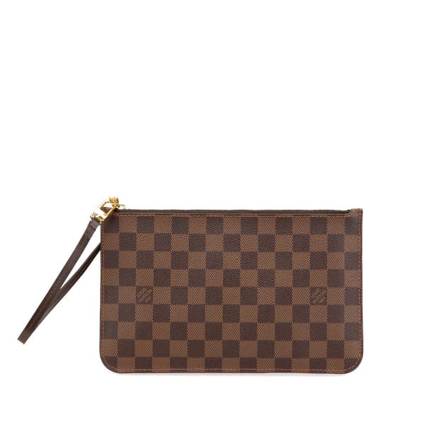 Pre-owned Louis Vuitton Damier Ebene Neverfull Pouch MM Brown