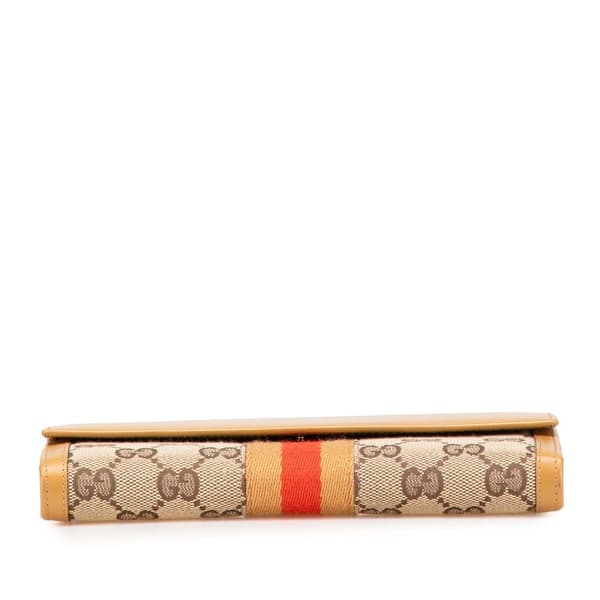Pre-owned Gucci GG Canvas Web Long Wallet Brown