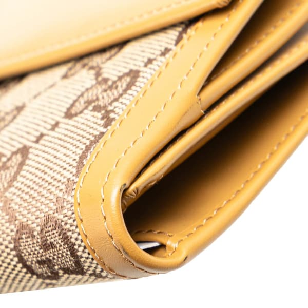 Pre-owned Gucci GG Canvas Web Long Wallet Brown