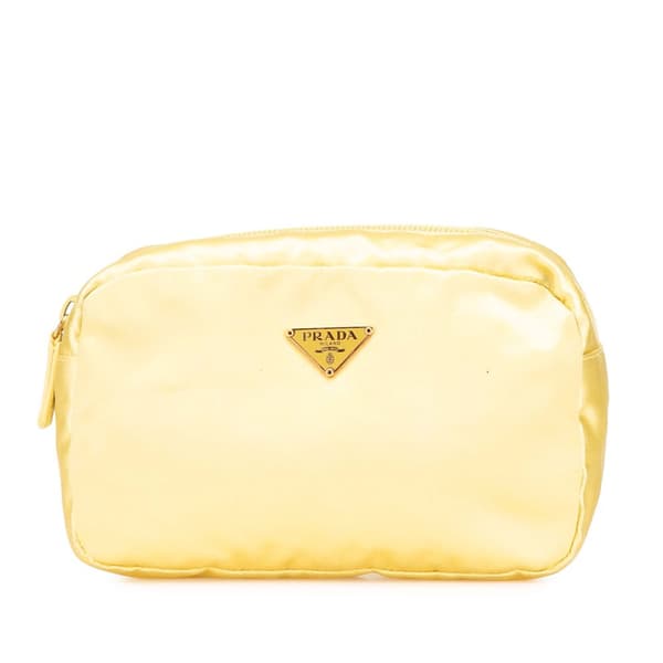 Pre-owned Prada Raso Cosmetic Pouch Yellow