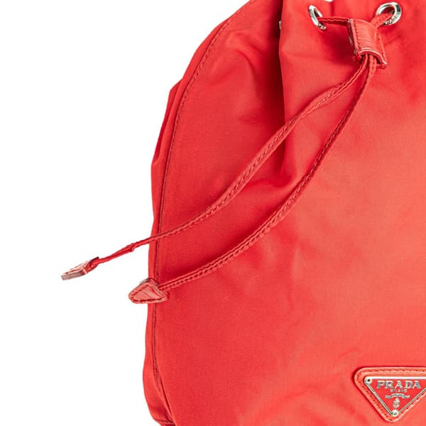 Pre-owned Prada Tessuto Drawstring Pouch Red