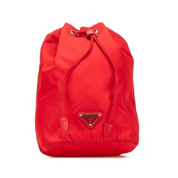 Pre-owned Prada Tessuto Drawstring Pouch Red