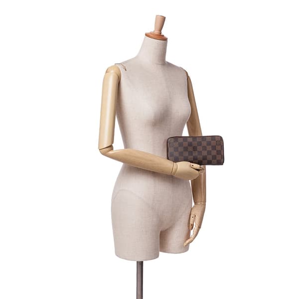 Pre-owned Louis Vuitton Damier Ebene Zippy Wallet Brown