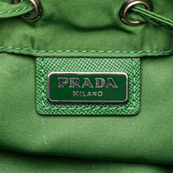 Pre-owned Prada Tessuto Drawstring Pouch Green