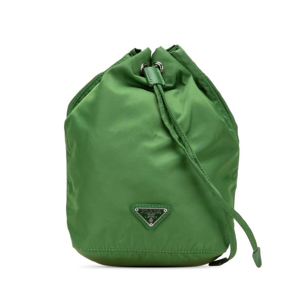 Pre-owned Prada Tessuto Drawstring Pouch Green