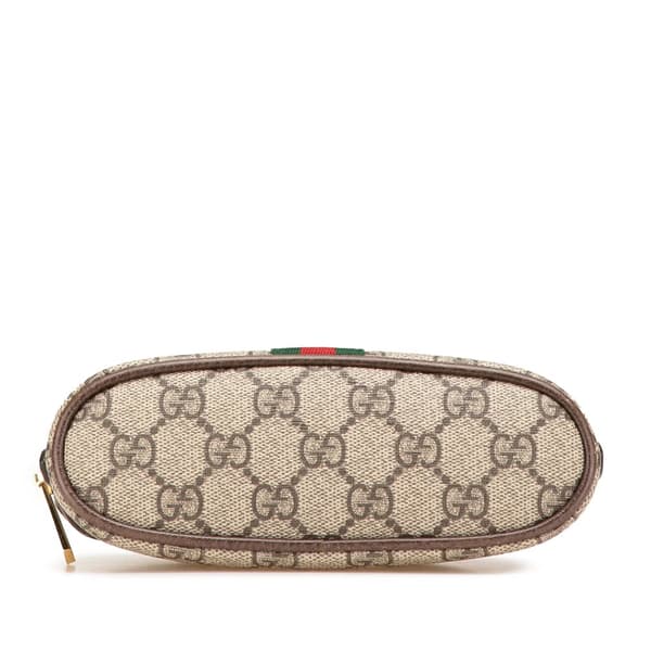 Pre-owned Gucci GG Supreme Web Ophidia Pouch Brown
