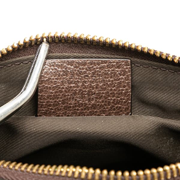 Pre-owned Gucci GG Supreme Web Ophidia Pouch Brown