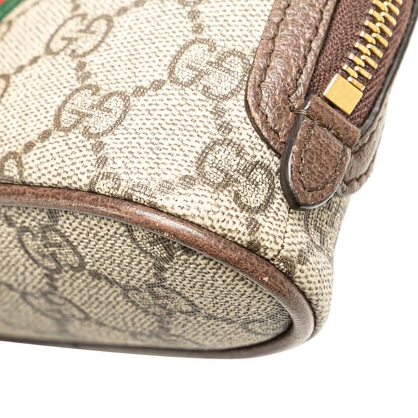 Pre-owned Gucci GG Supreme Web Ophidia Pouch Brown