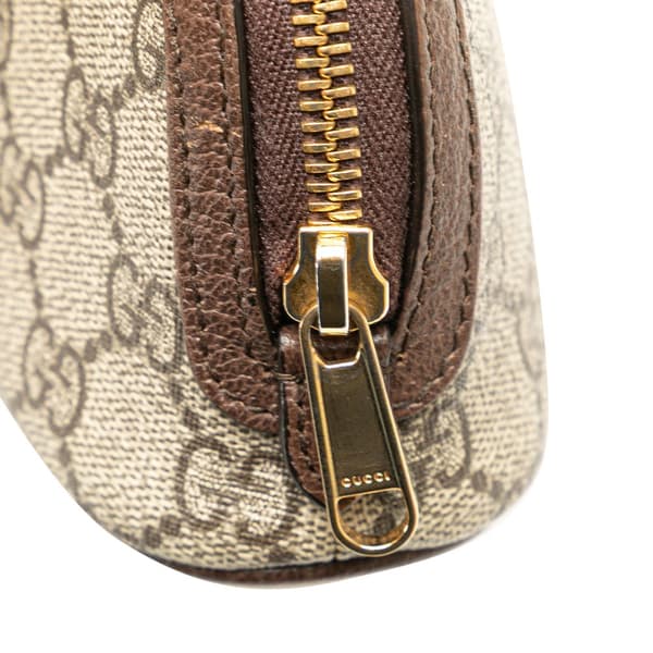 Pre-owned Gucci GG Supreme Web Ophidia Pouch Brown