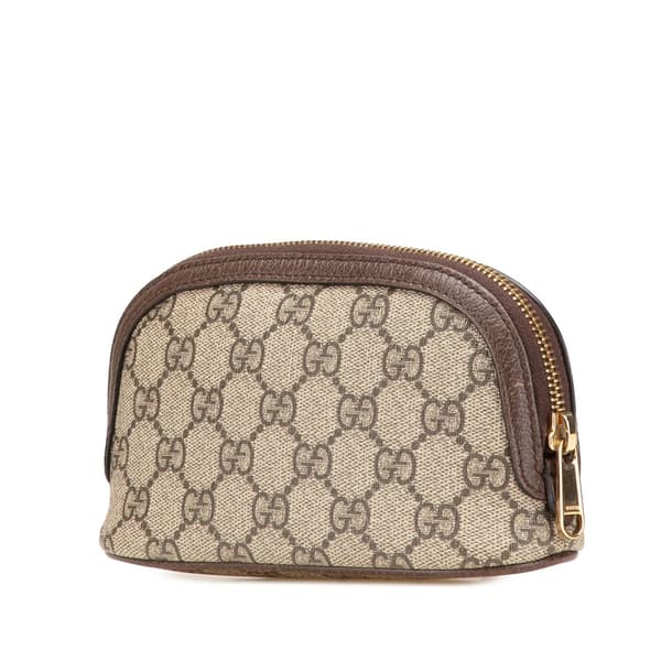 Pre-owned Gucci GG Supreme Web Ophidia Pouch Brown