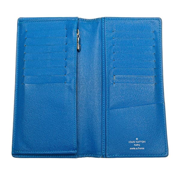 Pre-owned Louis Vuitton Taiga Portefeuille Brazza Bifold Long Wallet Black