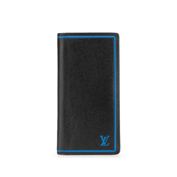 Pre-owned Louis Vuitton Taiga Portefeuille Brazza Bifold Long Wallet Black