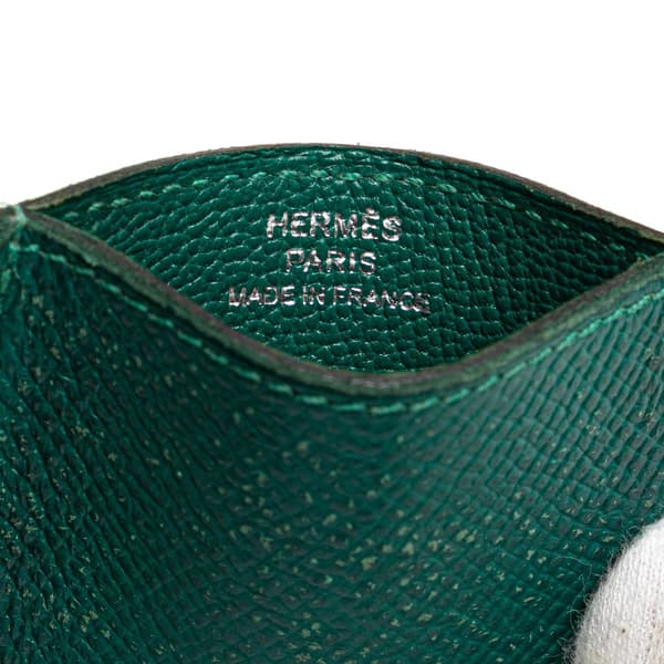 Pre-owned Hermès Epsom Diabolo Card Holder Green