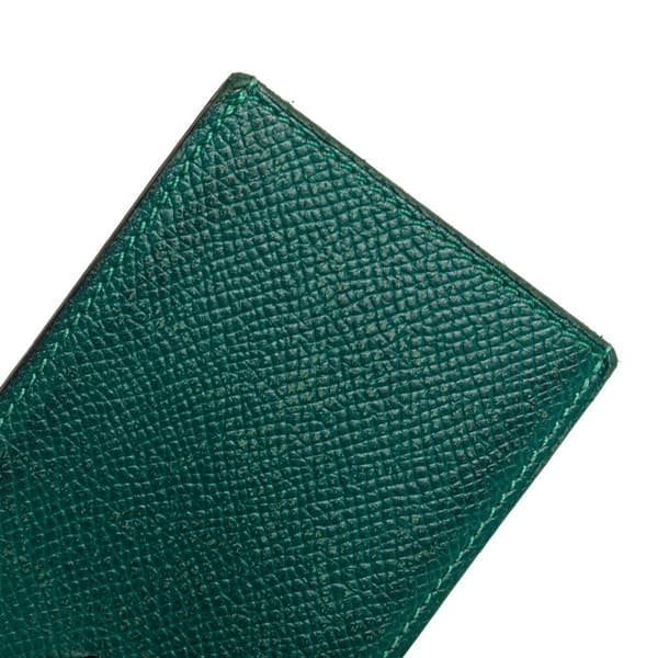 Pre-owned Hermès Epsom Diabolo Card Holder Green