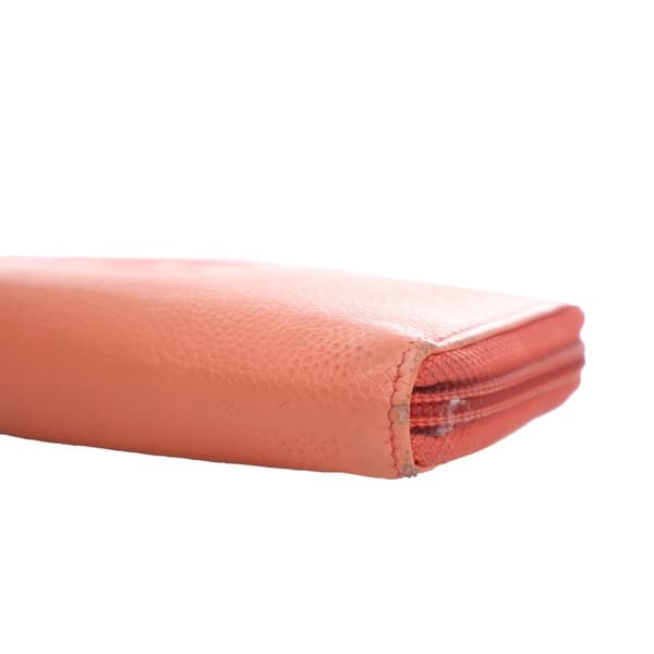 Pre-owned Chanel CC Caviar Zip Around Wallet Orange