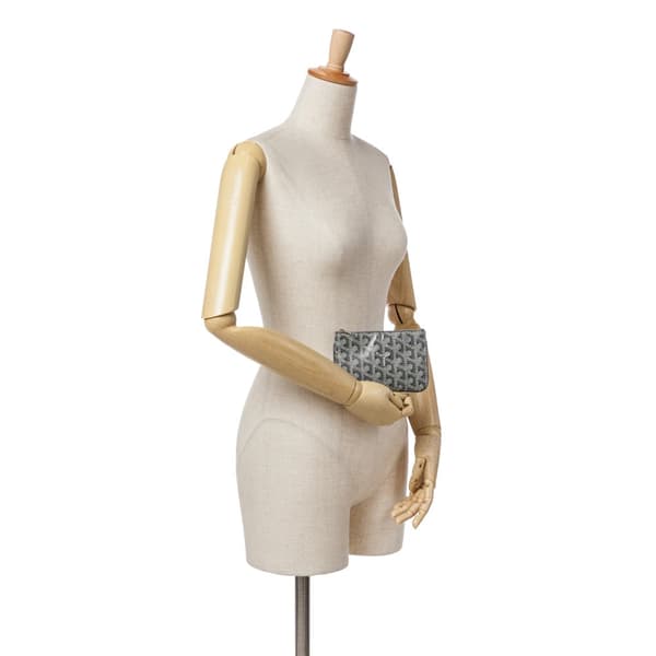 Pre-owned Goyard Mini Goyardine Senat Pochette Gray