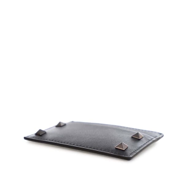 Pre-owned Valentino Leather Rockstud Card Holder Black