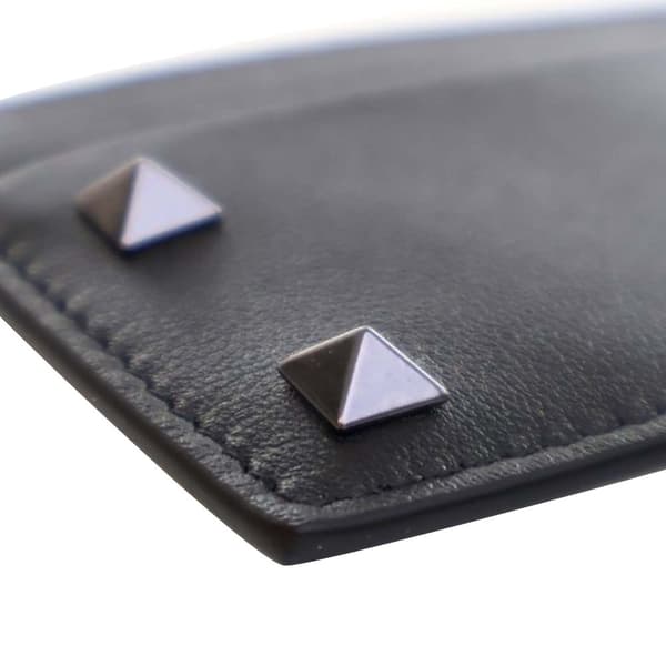 Pre-owned Valentino Leather Rockstud Card Holder Black
