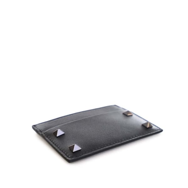 Pre-owned Valentino Leather Rockstud Card Holder Black