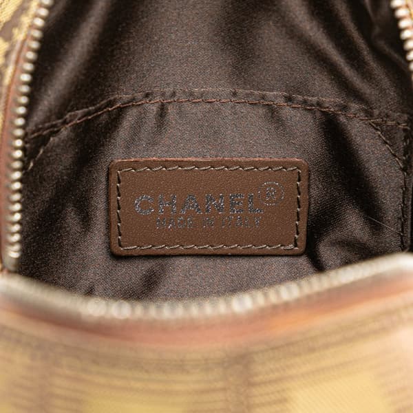 Pre-owned Chanel New Travel Line Nylon Round Pouch Brown