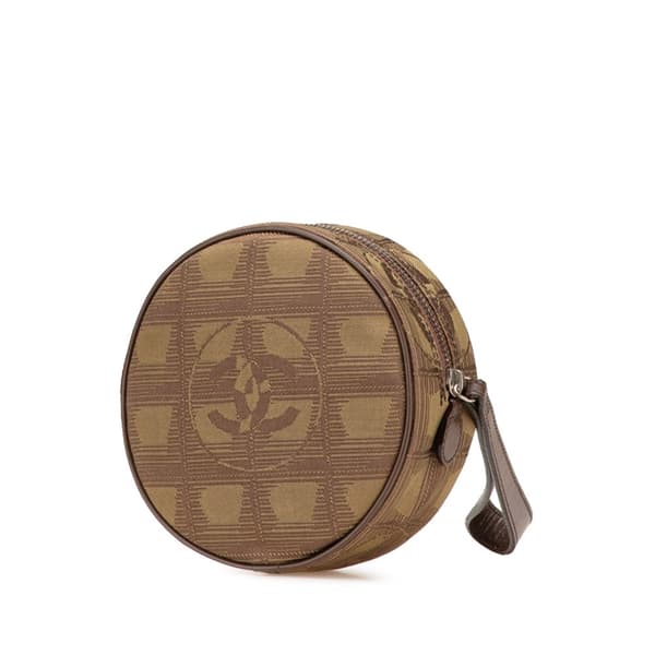 Pre-owned Chanel New Travel Line Nylon Round Pouch Brown