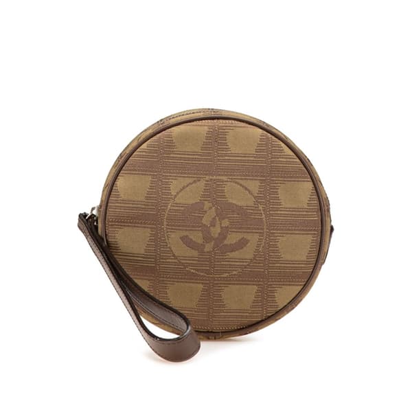 Pre-owned Chanel New Travel Line Nylon Round Pouch Brown