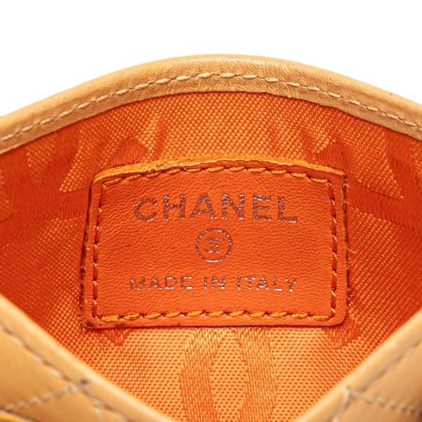 Pre-owned Chanel Lambskin Cambon Ligne Card Holder Brown