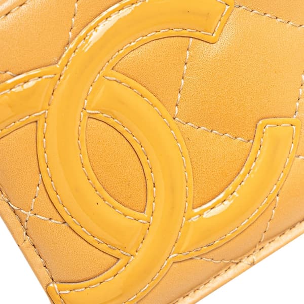 Pre-owned Chanel Lambskin Cambon Ligne Card Holder Brown