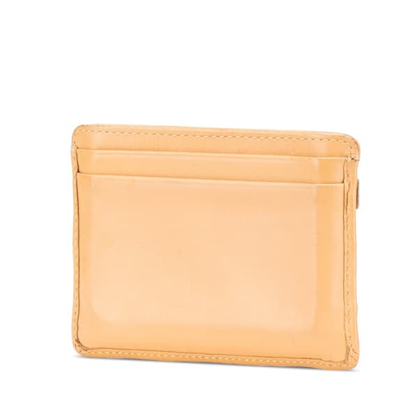 Pre-owned Chanel Lambskin Cambon Ligne Card Holder Brown