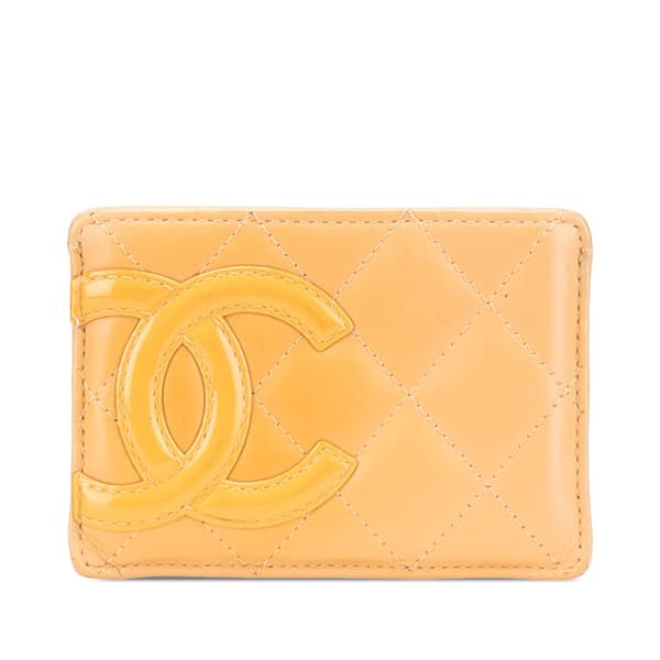 Pre-owned Chanel Lambskin Cambon Ligne Card Holder Brown
