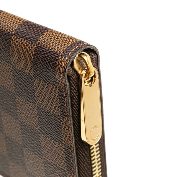 Pre-owned Louis Vuitton Damier Ebene Zippy Long Wallet Brown