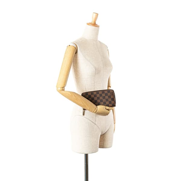 Pre-owned Louis Vuitton Damier Ebene Zippy Long Wallet Brown