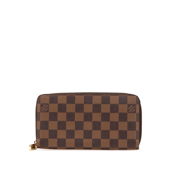 Pre-owned Louis Vuitton Damier Ebene Zippy Long Wallet Brown